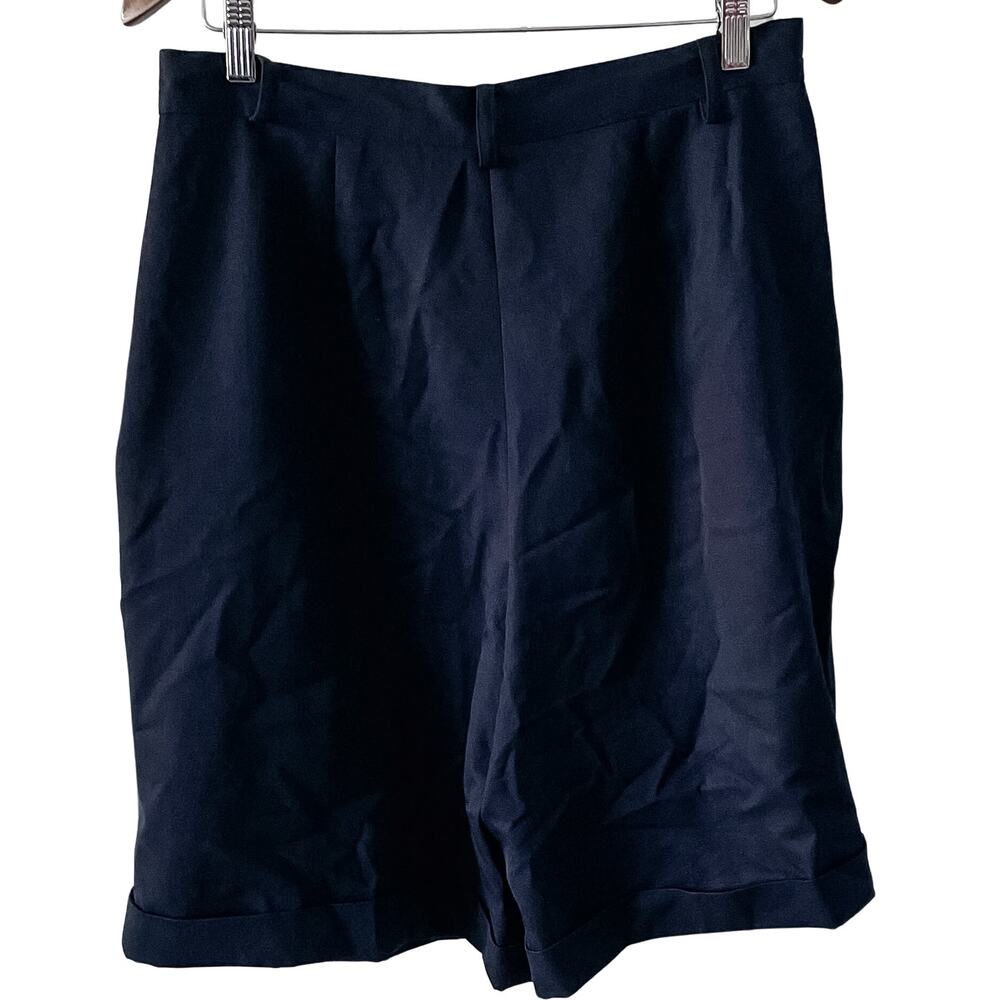 Lord & Taylor vintage 100% wool navy blue high waist dress shorts size M/10 - Picture 2 of 7
